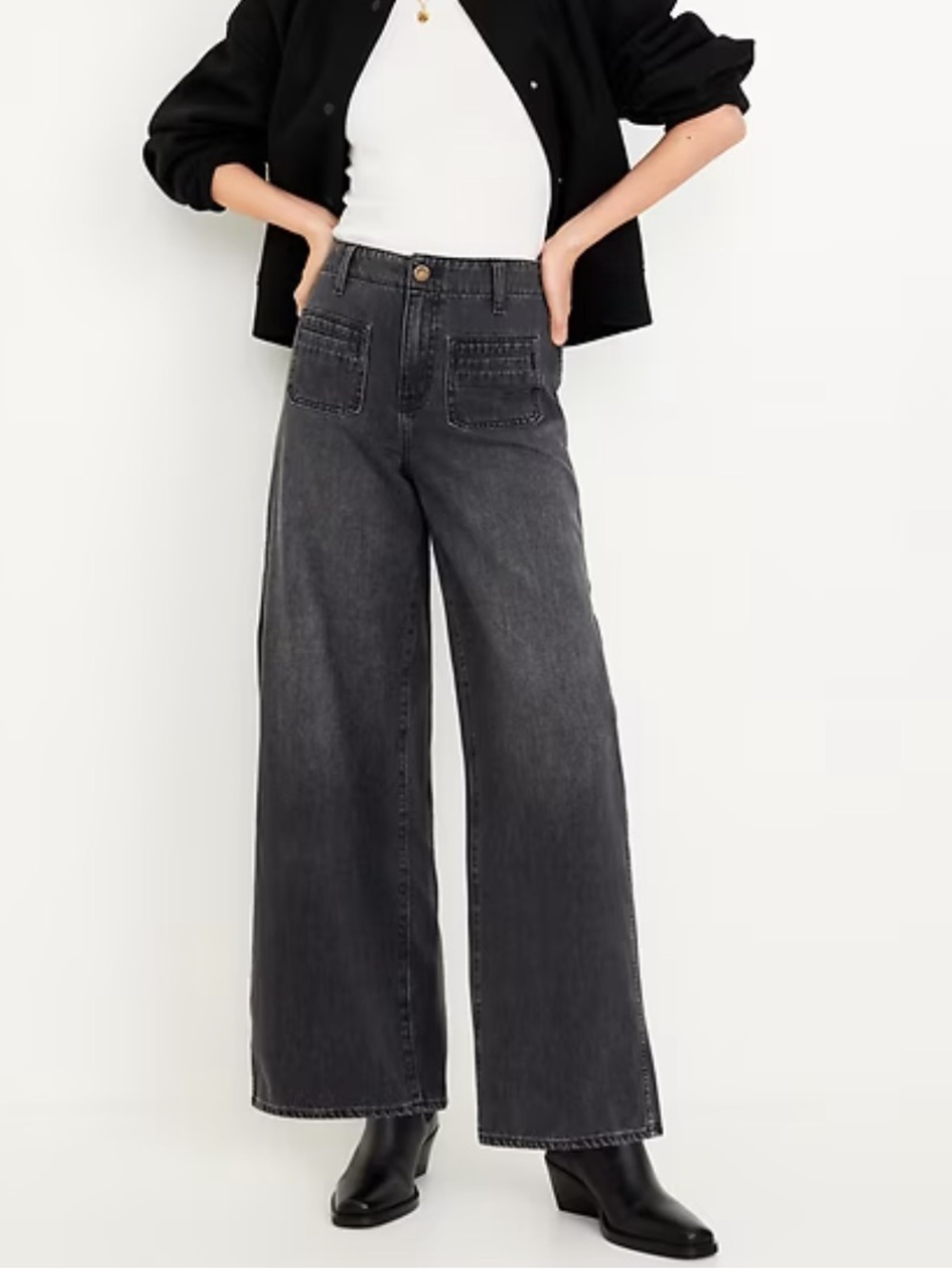 Old Navy Drapey Denim High Rise Baggy Wide Leg Size 8